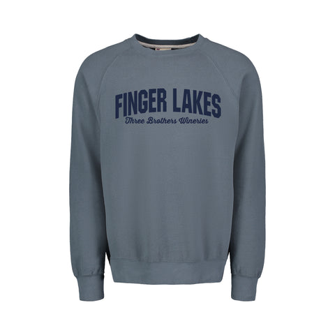 Marine Vintage Fleece Raglan Crewneck with Finger Lakes and Three Brothers Wineries on the front